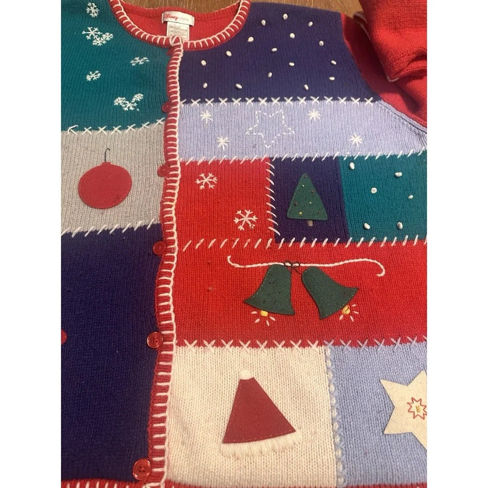Vintage Disney Women's Christmas Cardigan‎ Sweater XXL 2XL RARE Storybook